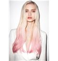 22 Inch Straight Blonde to Pink Human Hair Ombre Wigs