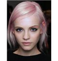 12 Inch Straight Pink with White Human Hair Ombre Wigs