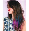 20 Inch Wavy Sepia with Pink, Purple and Blue Human Hair Ombre Wigs