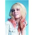 18 Inch Wavy Blonde to Pink Human Hair Ombre Wigs