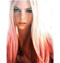 20 Inch Straight Blonde to Pink Human Hair Ombre Wigs