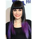22 Inch Straight Black to Purple Human Hair Ombre Wigs