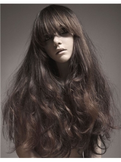 26 Inch Wavy Sepia Capless Human Hair