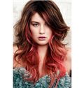 22 Inch Wavy Lace Front Red Indian Remy Hair Ombre Wigs