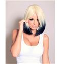 12 Inch Straight Capless Blonde Indian Remy Hair Ombre Wigs