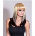 20 Inch Straight Capless Black Indian Remy Hair Ombre Wigs