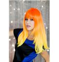 20 Inch Straight Capless Orange to Yellow Indian Remy Hair Ombre Wigs