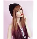 26 Inch Straight Capless Purple Indian Remy Hair Ombre Wigs