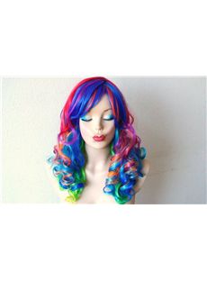 22 Inch Wavy Lace Front Colorful Top Quality High Heated Fiber Ombre Wigs