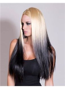 22 Inch Straight Lace Front Black Top Quality High Heated Fiber Ombre Wigs