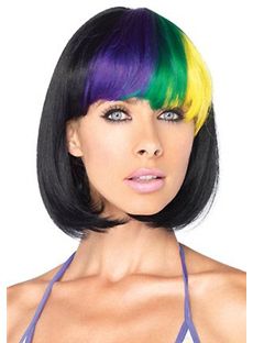 12 Inch Straight Lace Front Colorful Top Quality High Heated Fiber Ombre Wigs