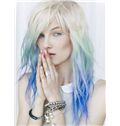 18 Inch Wavy Lace Front Blue Top Quality High Heated Fiber Ombre Wigs