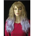 22 Inch Wavy Lace Front Purple Top Quality High Heated Fiber Ombre Wigs