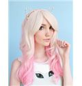 Mixed White Pink Lace Front Top Quality High Heated Fiber Ombre Wigs