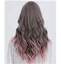 Wavy Brown to Pink Lace Front Ombre Wigs