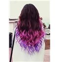 22 Inch Wavy Full Lace Black to Purple 100% Indian Remy Hair Ombre Wigs