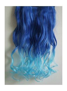 18 Inches Wavy Deep Sea Blue to Sky Blue Synthetic Ombre Hair Extensions