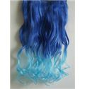 18 Inches Wavy Deep Sea Blue to Sky Blue Synthetic Ombre Hair Extensions