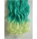 18 Inches Wavy Blatic to Herb Green Synthetic Ombre Hair Extensions