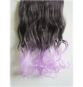 18 Inches Wavy Grayish Purple to Thistle Synthetic Ombre Hair Extensions
