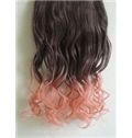 18 Inches Wavy Dark Gray to Cigarette Pink Synthetic Ombre Hair Extensions