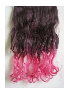 18 Inches Wavy Black Red to Rose Synthetic Ombre Hair Extensions