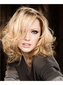 Hot 14 Inch Blonde Wavy Capless Indian Remy Hair