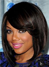 14 Inch Sepia Capless 100% Indian Remy Hair African American Lace Wigs