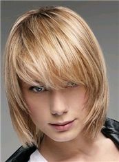 12 Inch Blonde Straight Capless 100% Indian Remy Hair Wigs