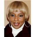 8 Inch Blonde Straight Capless Indian Remy Hair African American Lace Wigs