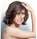 Indian Remy Sepia Short Wavy Capless Wigs 150% Density 