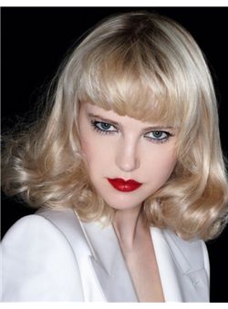 Exquisite 14 Inch Blonde Capless Indian Remy Hair Medium Wigs
