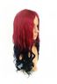 24 Inches Wavy Deep Red to Deep Blue Human Hair Ombre Wigs