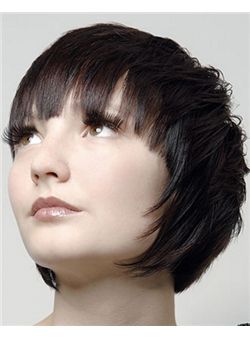 (Fast Shipping) Attractive Capless Short Straight Black Indian Remy Hair Wig