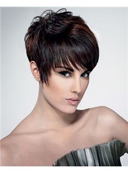 (Fast Shipping) Best Short Straight Black Indian Remy Hair Wigs 8 Inch