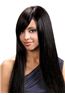 (Fast Shipping) Long Straight Black Side Bang African American Wigs for Women 24 Inch