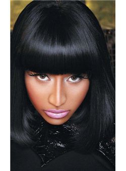 (Fast Shipping) Medium Black Female Nicki Minaj Wigs Straight Real Wigs 14 Inch