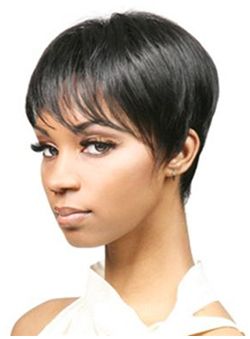 (Fast Shipping) Online Short Black 100% Indian Remy Hair Wigs for Black Women