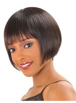 (Fast Shipping) Short Straight Brown Full Bang African American Wigs for Women 10 Inch