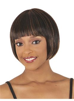(Fast Shipping) Short Straight Sepia Full Bang African American Wigs for Women 10 Inch