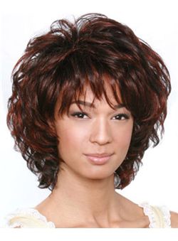 (Fast Shipping) Short Wavy Brown African American Wigs for Women 12 Inch