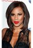 New 16 Inches Brown Lace Front Indian Remy Hair Medium Wigs