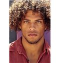 8 Inches Capless Curly Brown Virgin Brazilian Hair Short Mens Wigs