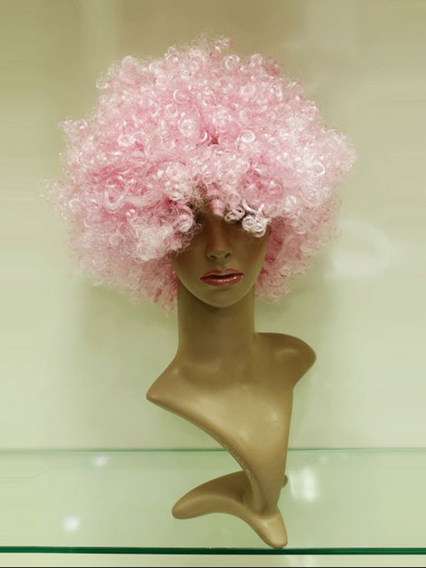 Cheap 10 Inch Capless Pink Synthetic Hair Sports Fan Wigs