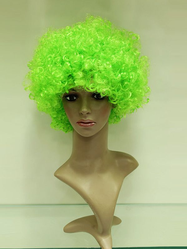 Wholesale 10 Inch Capless Lawn Green Synthetic Hair Fan Wigs