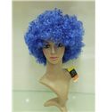 Wholesale 10 Inch Capless Blue Synthetic Hair Football Fan Wigs