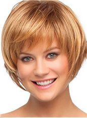 Cheap 10 Inch Capless Short Straight Brown Synthetic Hair Wigs