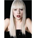 20 Inch Capless Straight Long White Synthetic Wigs