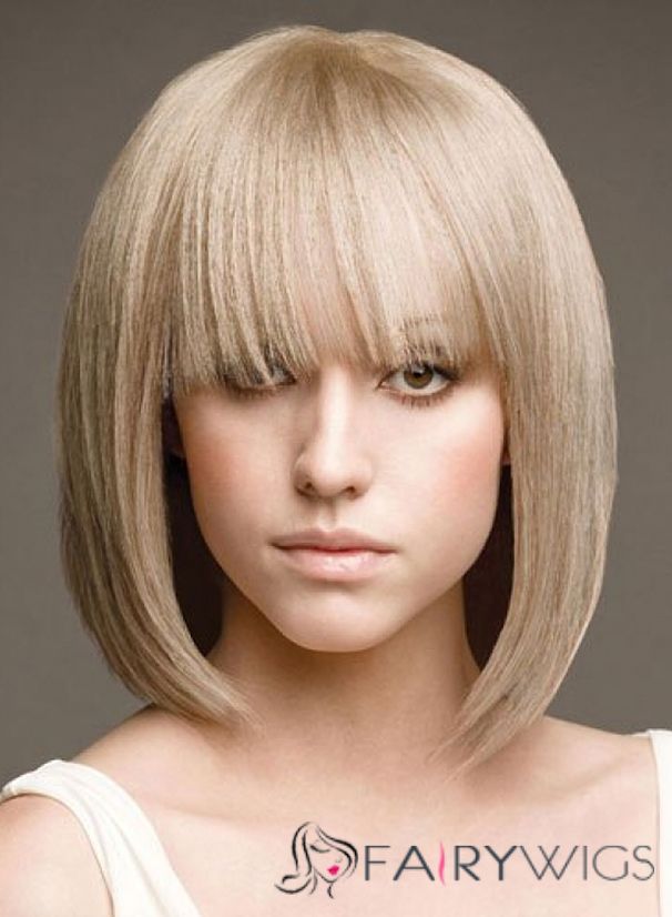 Cheap 12 Inch Capless Short Straight Blonde Synthetic Hair Wigs