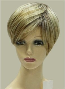 8 Inch Capless Straight Short Blonde Synthetic Hair Wigs